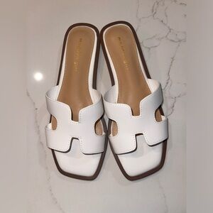 White Women's Slide Sandals Madden Girl